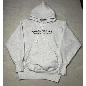 Vintage Champion Reverse Weave GVSU Sweatshirt Hoodie Size Large Gray 90s